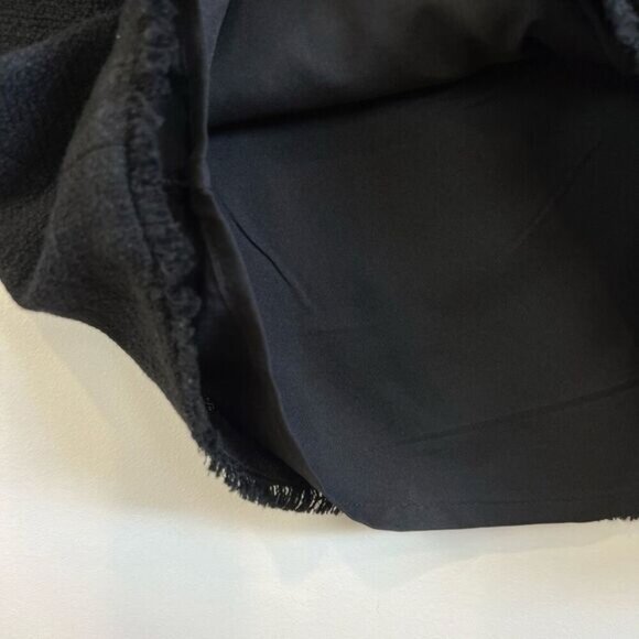 Karl Lagerfeld Midi Dress Womens 10 Black Sleeveless Tweed Office Fringed Hem - Picture 8 of 10